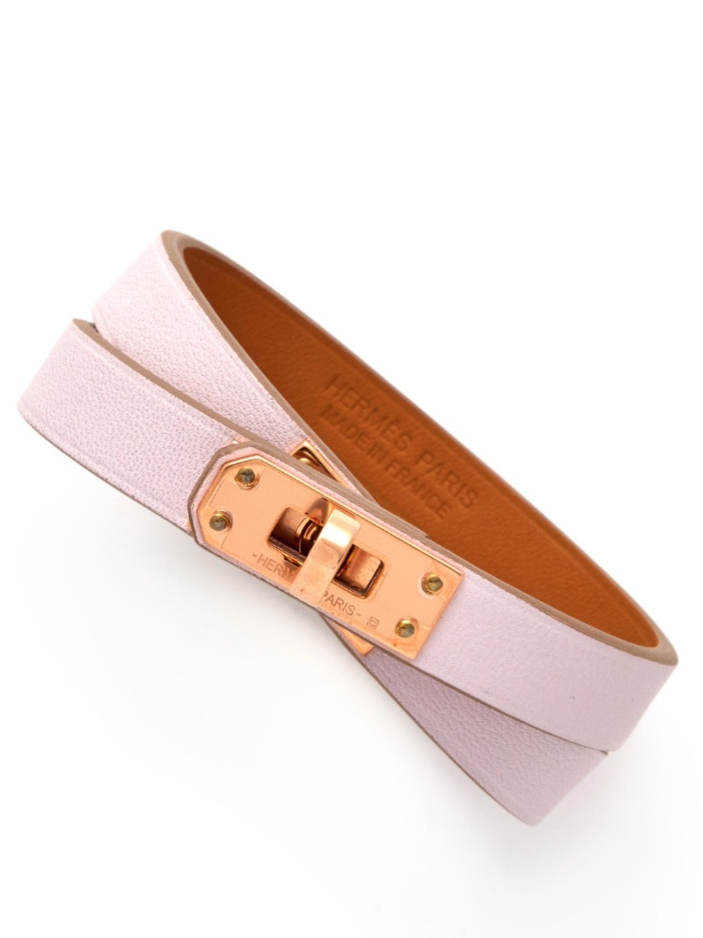 Hermes Pink Double Tour Bracelet with Rose Gold Hardware